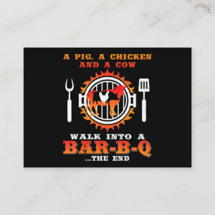 BBQ A Pig And A Chicken Walk Into A Bar BBQ Business Card