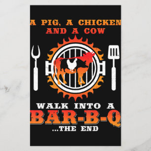 BBQ   A Pig And A Chicken Walk Into A Bar BBQ Flyer