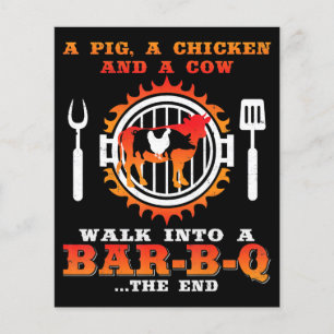 BBQ   A Pig And A Chicken Walk Into A Bar BBQ Flyer