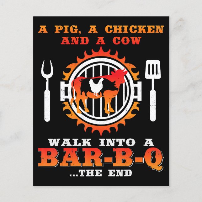 BBQ | A Pig And A Chicken Walk Into A Bar BBQ Flyer (Front)
