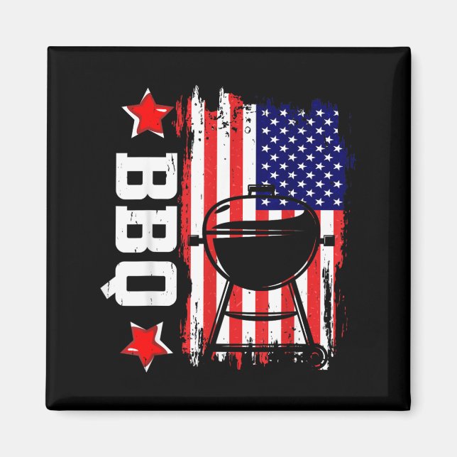 BBQ AAAmerican Flag Patriotic Grill Master Magnet (Front)