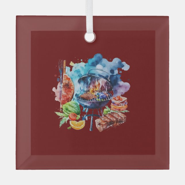BBQ and grill Glass Tree Decoration (Front)
