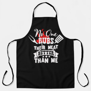 BBQ Apron No one Rubs His Meat Funny Aprons 