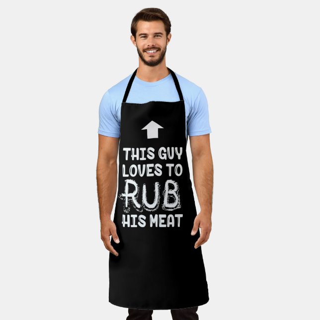BBQ Apron This Guy Rubs His Meat Funny Aprons  (Worn)
