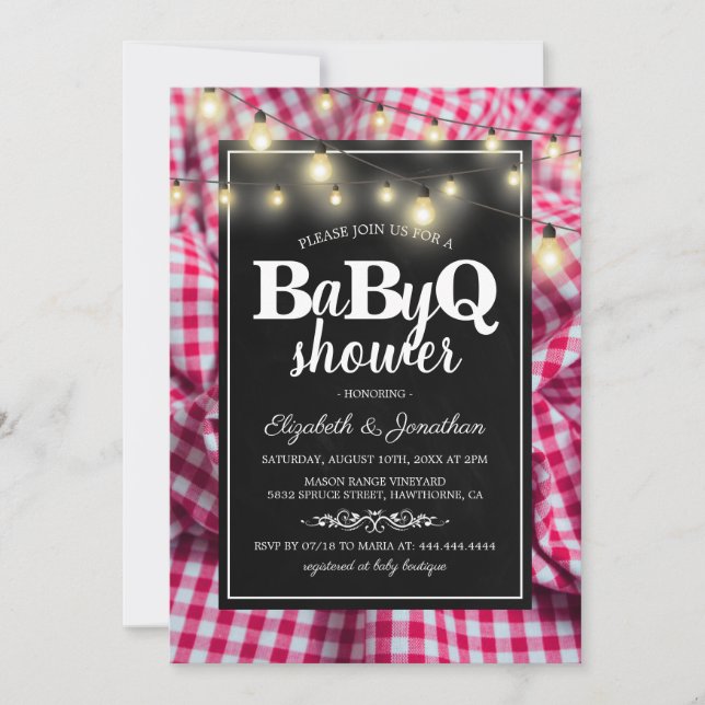 BBQ Baby Couples Shower | BaByQ Barbecue Invitation (Front)