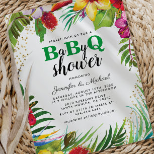 BBQ Baby Couples Shower   Tropical Babyq Barbecue Invitation