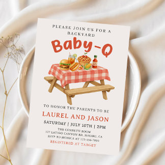  BBQ Baby-Q Backyard Baby Shower Invitation
