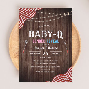 BBQ Baby Shower Baby-Q Gender Reveal Invitation