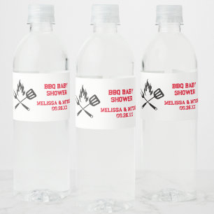 BBQ Baby Shower couples baby shower  Water Bottle Label