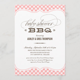 BBQ Baby Shower Invitations - Pink Table Cloth