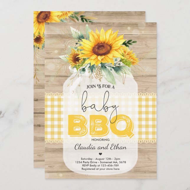 BBQ Baby Shower Sunflower Baby Q Couples Shower Invitation (Front/Back)