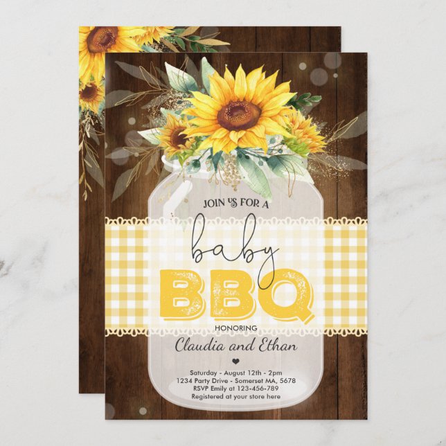 BBQ Baby Shower Sunflower Baby Q Couples Shower Invitation (Front/Back)