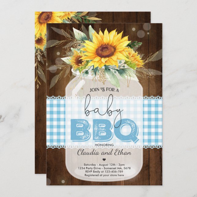 BBQ Baby Shower Sunflower Baby Q Couples Shower Invitation (Front/Back)