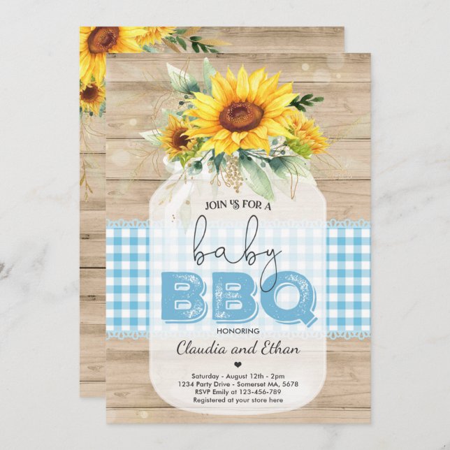 BBQ Baby Shower Sunflower Baby Q Couples Shower Invitation (Front/Back)