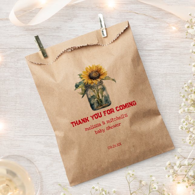 BBQ Baby Shower Sunflower mason jar thank you  Favour Bags (Clipped)