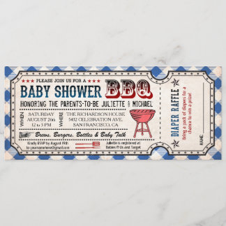 BBQ Baby Shower Ticket Diaper Raffle Invitations