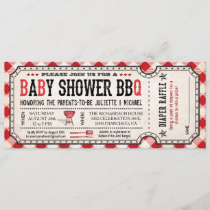 BBQ Baby Shower Ticket Diaper Raffle Invitations