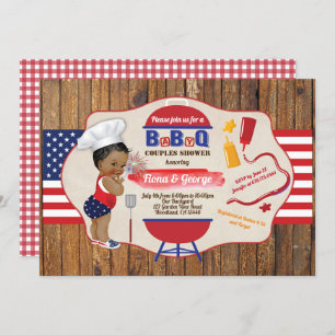 BBQ BaByQ baby boy shower July 4th Invitation