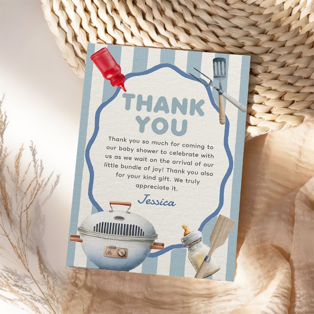 BBQ Backyard Baby-Q Baby Shower Thank You Card (Creator Uploaded)