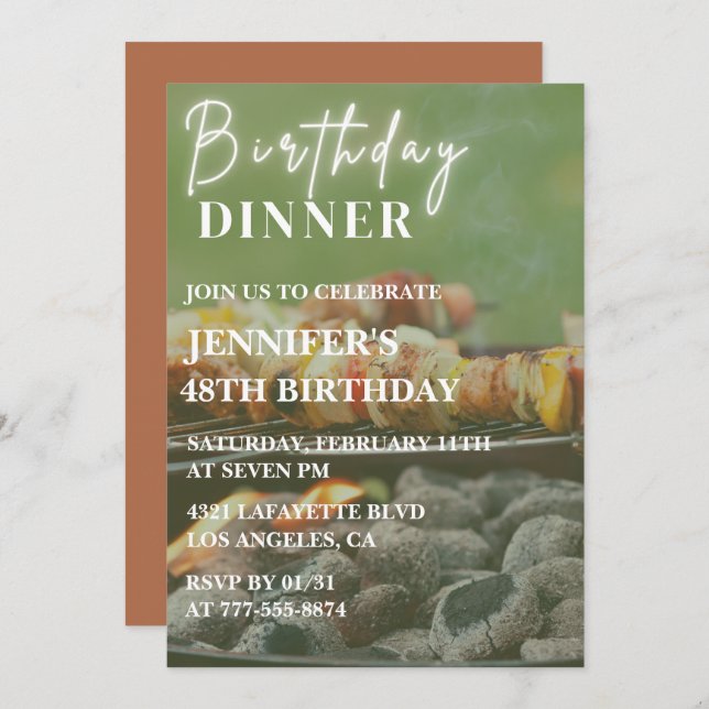 Bbq Backyard Dinner 48th birthday invitations  (Front/Back)