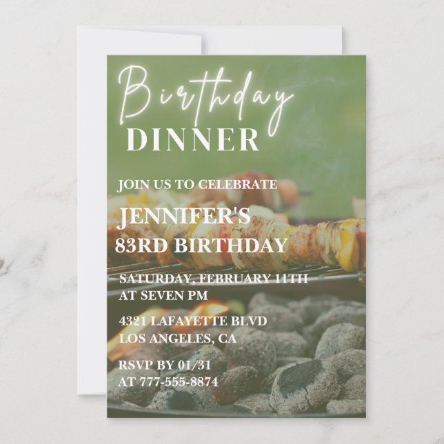 Bbq Backyard Dinner 83rd birthday Invitation (Front)
