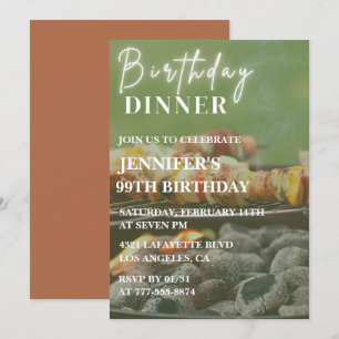 Bbq Backyard Dinner 99th birthday Invitation