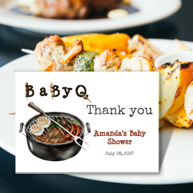 BBQ Barbecue Backyard Party Baby Shower Thank You Card (Creator Uploaded)