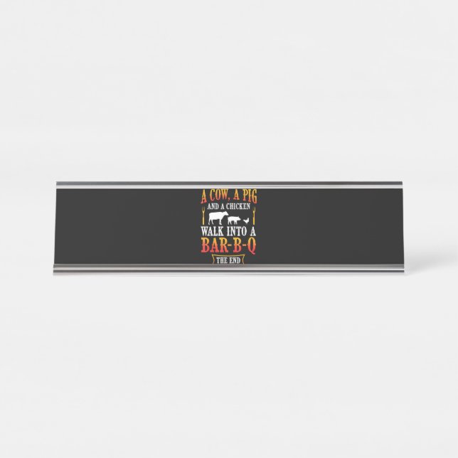 BBQ | Barbecue Bbq Joke Gift Grill Master Chef Desk Name Plate (Front)