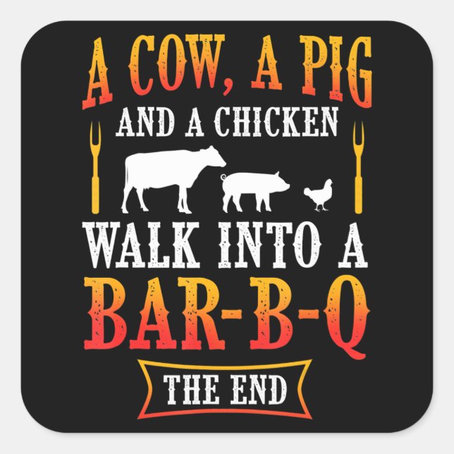 BBQ | Barbecue Bbq Joke Gift Grill Master Chef Square Sticker (Front)