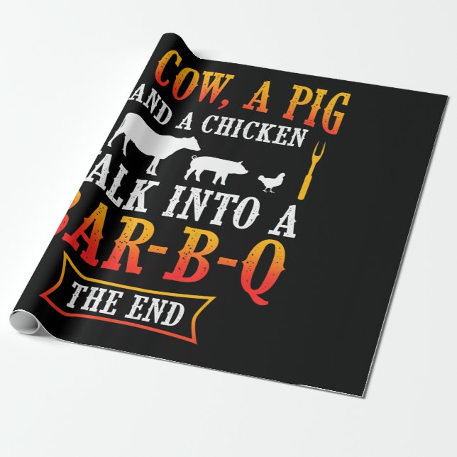 BBQ | Barbecue Bbq Joke Gift Grill Master Chef Wrapping Paper (Unrolled)