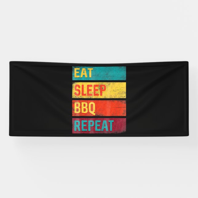 BBQ | Barbecue Grilling Gift eat sleep BBQ Banner (Horizontal)