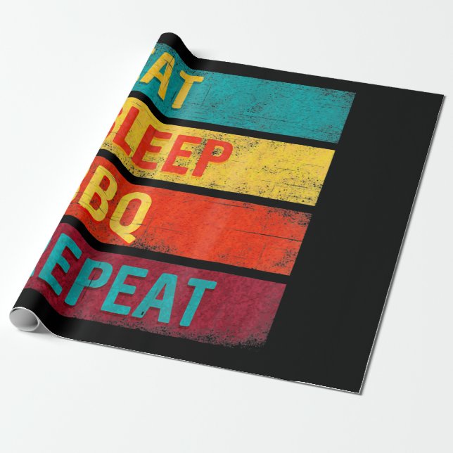 BBQ | Barbecue Grilling Gift eat sleep BBQ Wrapping Paper (Unrolled)