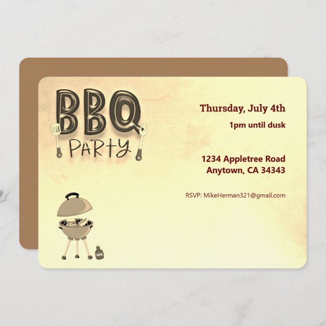 BBQ Barbecue Party Customisable Summer Invitation (Front/Back)
