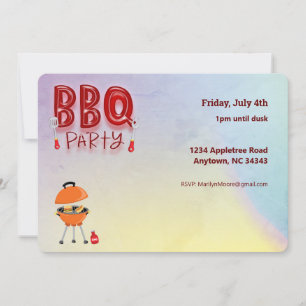 BBQ Barbecue Party Customisable Summer Invitation