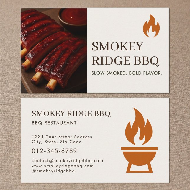 BBQ Barbecue Restaurant Catering Service Photo Business Card (Creator Uploaded)