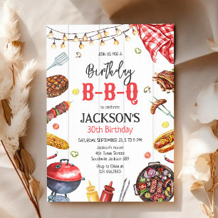 BBQ Barbeque Grill Backyard Birthday Party  Invitation