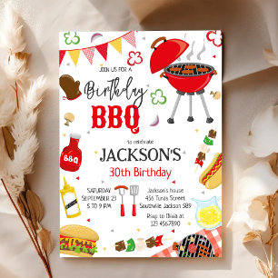 BBQ Barbeque Grill Backyard Birthday Party Invitation
