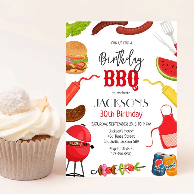 BBQ Barbeque Grill Backyard Birthday Party  Invitation (Creator Uploaded)