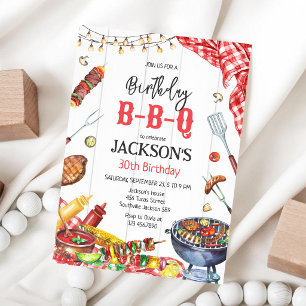 BBQ Barbeque Grill Backyard Birthday Party Invitation