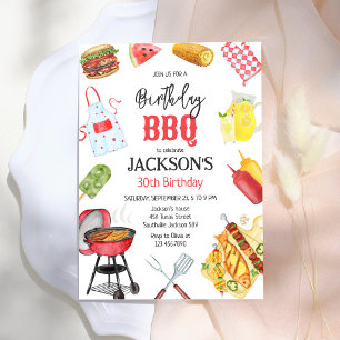 BBQ Barbeque Grill Backyard Birthday Party  Invitation