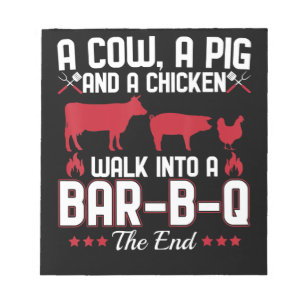 BBQ BBQ Dad Joke A Cow A Pig And A Chicken Notepad