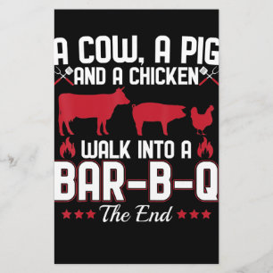 BBQ BBQ Dad Joke A Cow A Pig And A Chicken Stationery