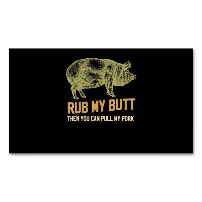 BBQ | BBQ Grill Pig Funny Pork Id Smoke That Roast Magnetic Business Card (Front)