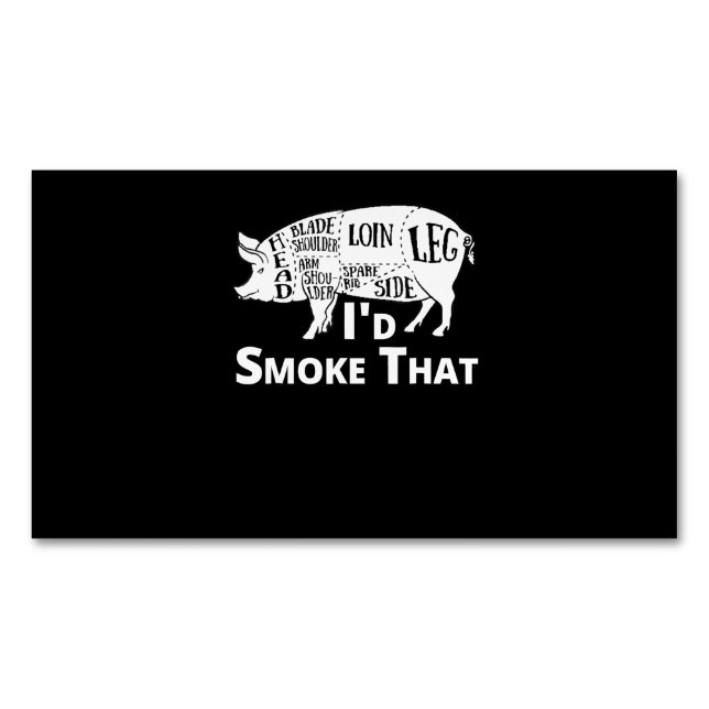 BBQ | BBQ Grill Pig Pork Id Smoke That Gift Men Magnetic Business Card (Front)