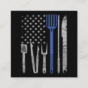 BBQ BBQ Grill Pork With USA Flag Cooking Chef Square Business Card