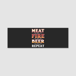 BBQ   BBQ Grill Smoking Meat Fire Beer Repeat Name Tag