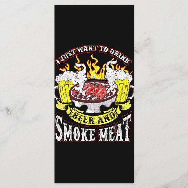 BBQ | BBQ Grilling Beer Smoke Meat Funny Quotes Menu (Front)