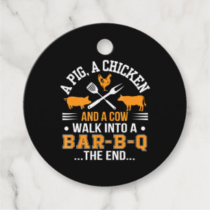 BBQ BBQ Lover Pig Chicken Cow Walk Into bar BBQ Favour Tags
