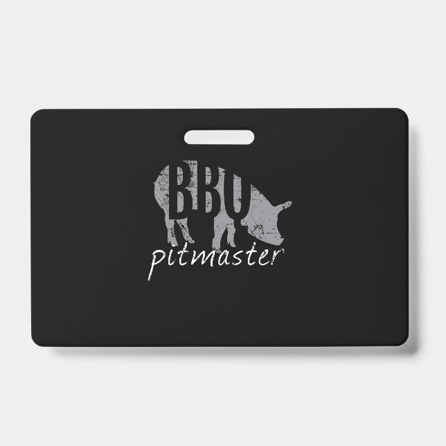 BBQ | BBQ Pitmaster Pig Grilling Grill Fars Day ID Badge (Front)