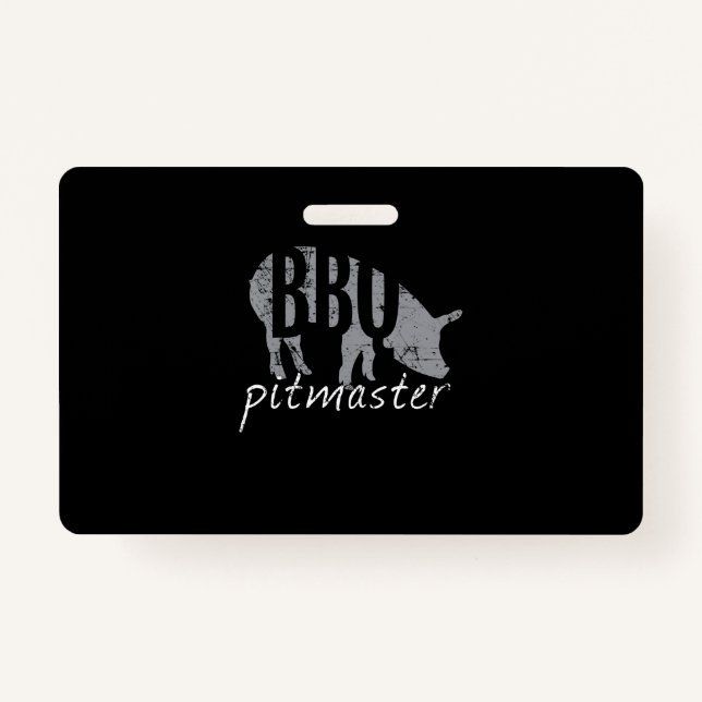 BBQ | BBQ Pitmaster Pig Grilling Grill Fars Day ID Badge (Front)